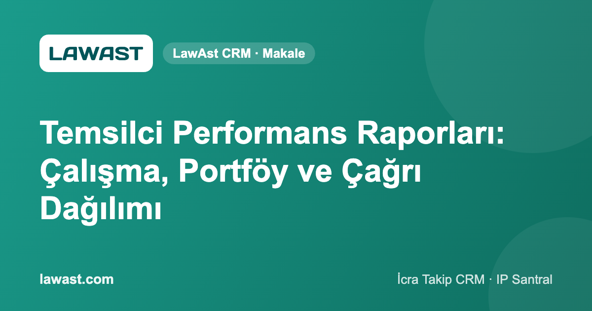 Temsilci Performans Raporları: Çalışma, Portföy ve Çağrı Dağılımı